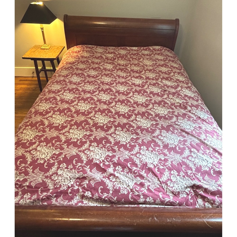 Ralph Lauren Vintage Queen Comforter Burgundy Floral Damask Polka Dot Cotton - Picture 4 of 10